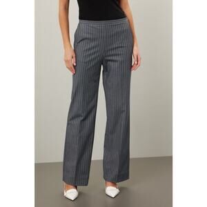 GANNI Gray Stripe Cotton Pinstripe Wide Leg Pants Size 38